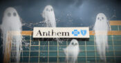 Illustration showing several ghosts with the Anthem BCBS logo overlaying the image. Ratings-agency-concerned-Florida-insurers-may-be-unfairly-denying-hurricane-claims.