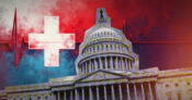 Illustration of the U.S. Capitol building with a large medical cross in the background. How-much-of-an-issue-in-the-election.