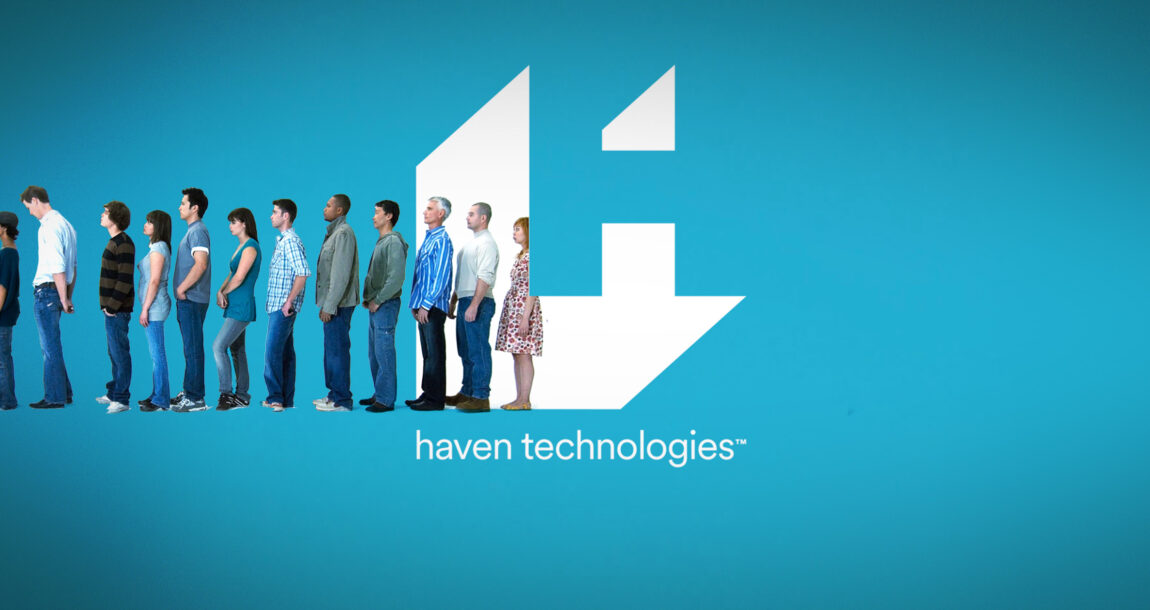 Image shows a line of people and the Haven Technologies logo.