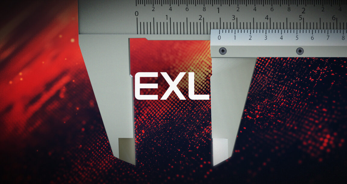 Illustration of a precision measuring tool with the letters "EXL" overlapping. NVIDIA-partner-EXL-develop-most-accurate-insurance-AI-model.