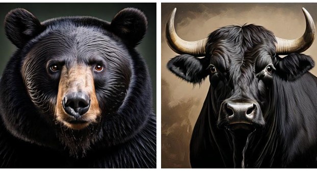 Illustration showing a bull and a bear. Bull or bear? What are financial advisors' market expectations for 2025?