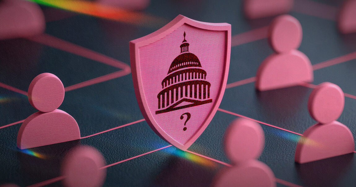 Photo illustration showing a game board with many pieces and a playing piece with the image of the U.S. Capitol dome and a question mark. Cyber-security-regulation-under-Trump-a-question-mark-for-now,