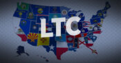 Illustration of the United States map, with the letters "LTC" overlaying it. Long-term-care---A-view-from-the-states.