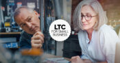 Photo illustration of a small business owner considering the purchase of long-term care insurance. The-business-case-for-selling-LTCI-to-small-business-owners.