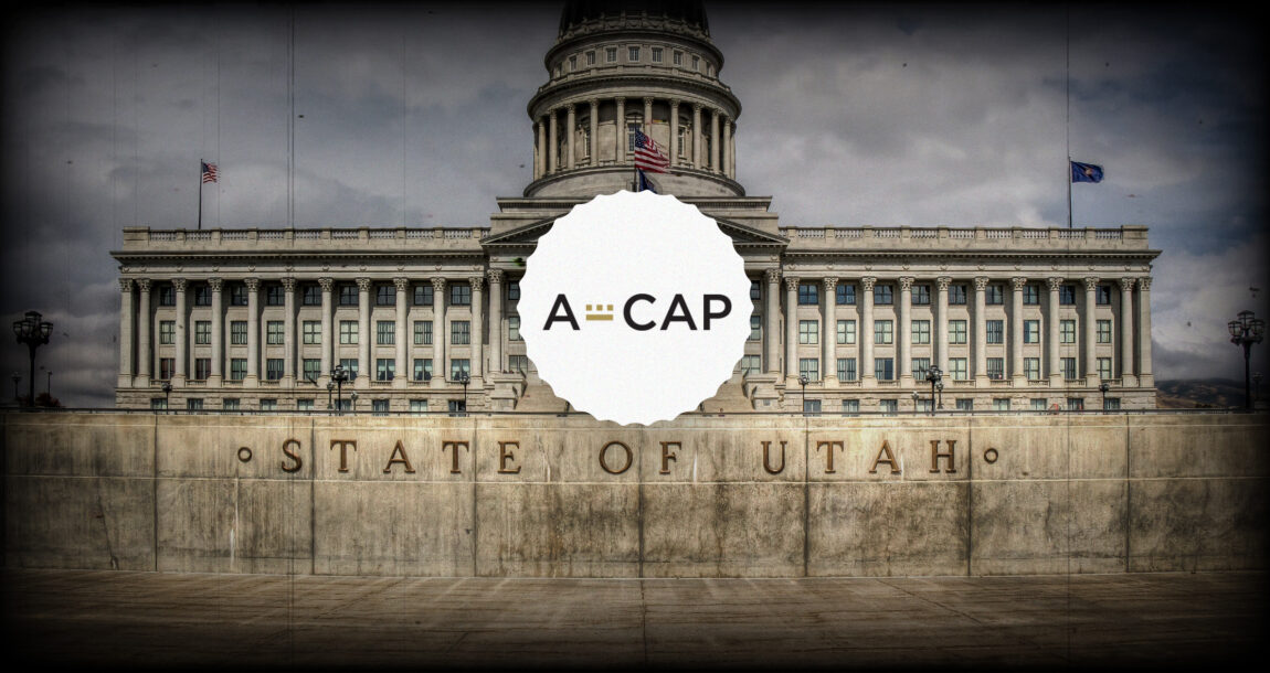 Image shows a State of Utah building with the A-Cap logo in front