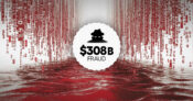 Illustration of a nefarious character above "$308B Fraud". The-rising-tide-of-insurance-fraud--an-estimated-$308B-problem.