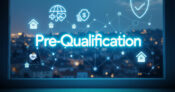 Illustration of AI-like technology symbols with the word "Pre-Qualification" overlaying the image. Newly-patented-AI-insurance-pre-qualification-tool-goes-a-step-further.