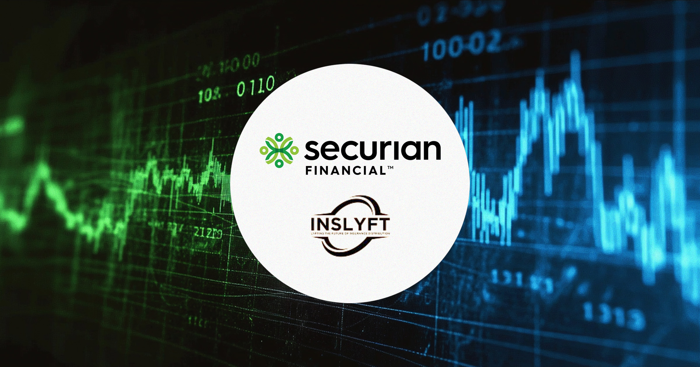 Image showing multiple fever graphs, with the logos for Securian Financial and Inslyft overlapping. Securian-and-InsLyft-launch-innovative-Hindsight-index.