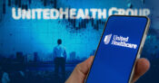 Illustration of corporate executives with the United Healthcare logo overlapping the image. UnitedHealth-says-its-execs-did-not-cause-stock-price-to-tank.