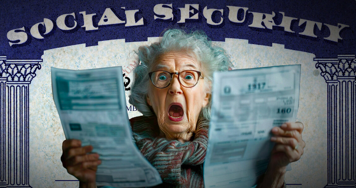 Image shows a surprised woman and a Social Security card