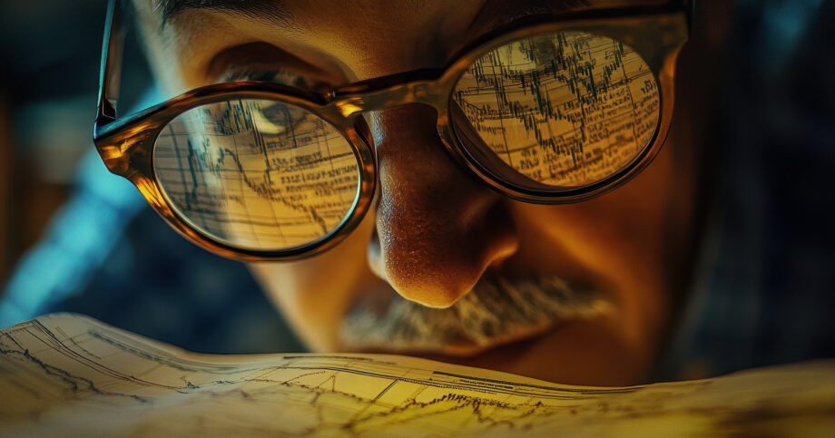 Image shows the close-up of a man with glasses