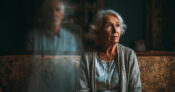 Image of an elderly woman facing retirement alone. More-older-Americans-face-a-solo-retirement. More than 16 million older Americans are aging alone, and 80% have not planned for household or health care assistance.