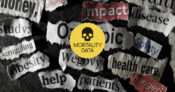 Image shows snippets of headlines the the words, "Mortality Data."