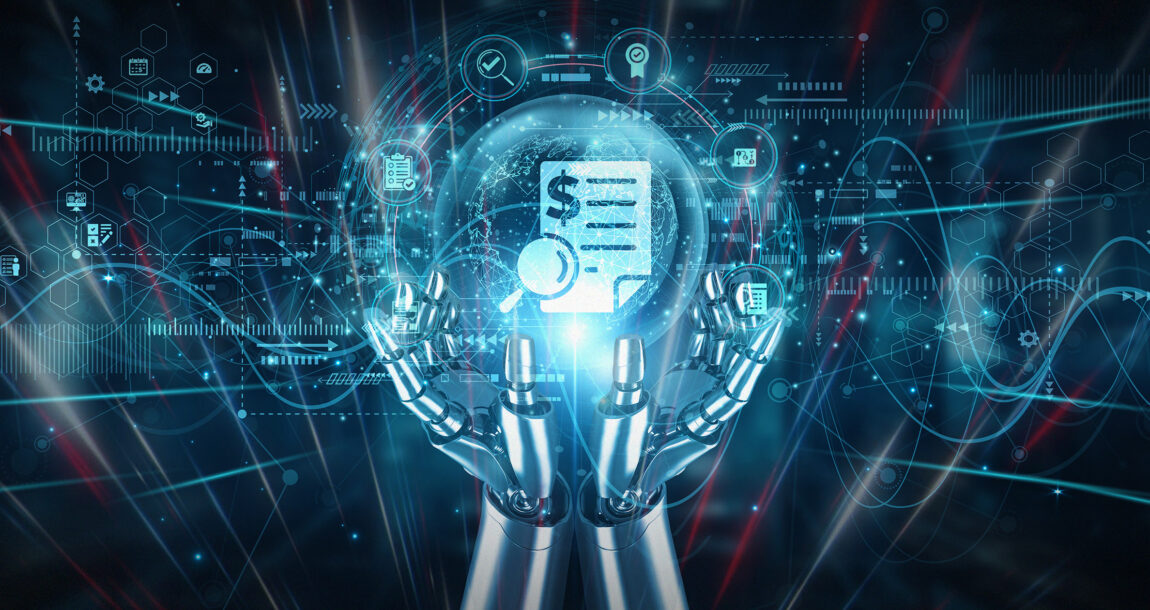 AI device seen against a background of data.