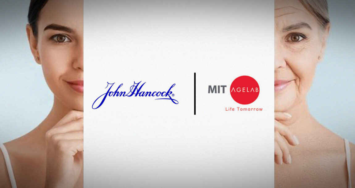 Photo illustration of a woman as young and older, along with logos of John Hancock and MIT. Americans-fall-short-on-longevity-planning-new-Hancock–MIT-study-warns