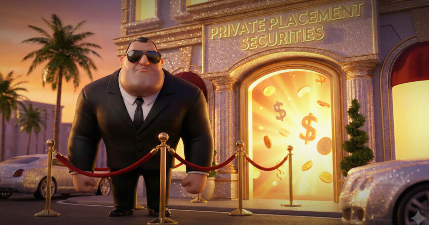 Illustration of a bouncer holding people back from a private function. Private-placement-securities-continue-to-be-attractive-to-insurers.