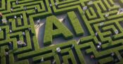 Illustration showing a shrubbery maze with AI hidden in the middle. AI-adoption-may-rely-on-overcoming-misconceptions,-Equisoft-exec-says.