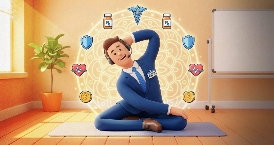Illustration showing a flexible benefits coordinator. Flexibility-is-the-future-of-employee-financial-wellness-benefits.