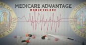 Illustration showing prescription pills, and the words "Medicare Advantage Marketplace," with a fever graph showing the ups and downs of the marketplace. Stabilize-the-Medicare-Advantage-marketplace-Idaho-director-tells-NAIC,