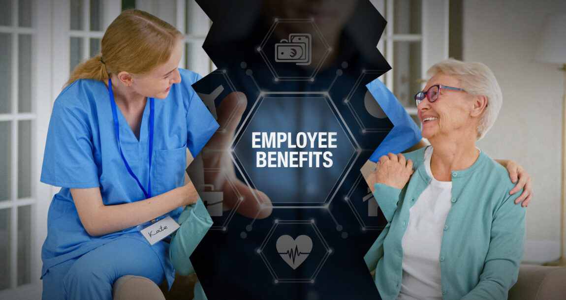 Photo illustration showing a long-term care patient with a caregiver. Could-workplace-benefits-help-solve-Americas-long-term-care-gap.