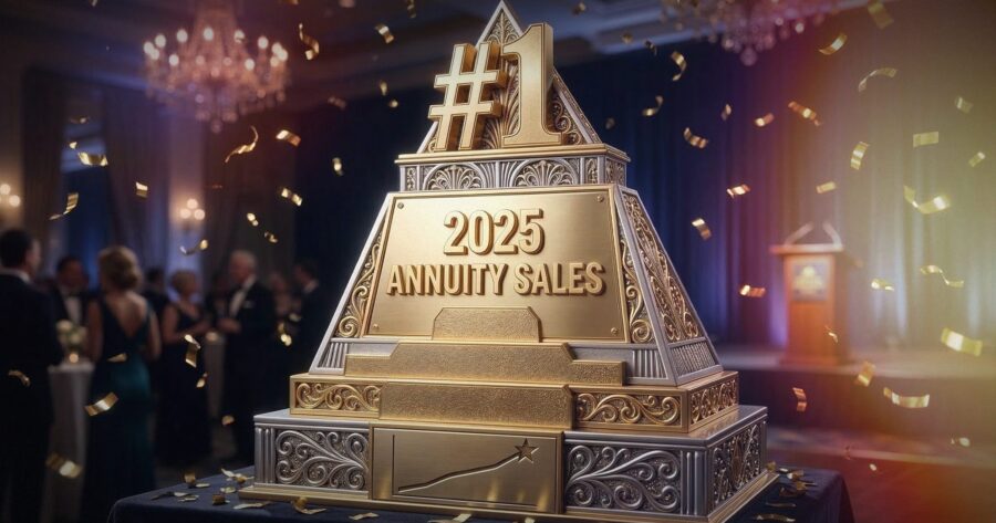 Image shows a block award with the words, "#1 2025 Annuity Sales."