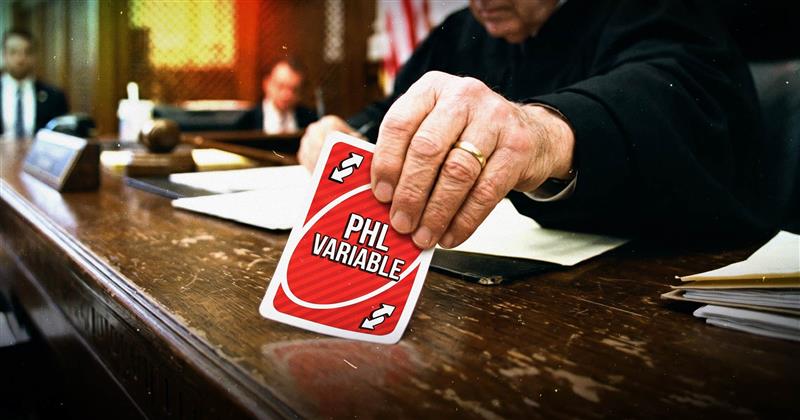 Image shows a judge holding a playing card