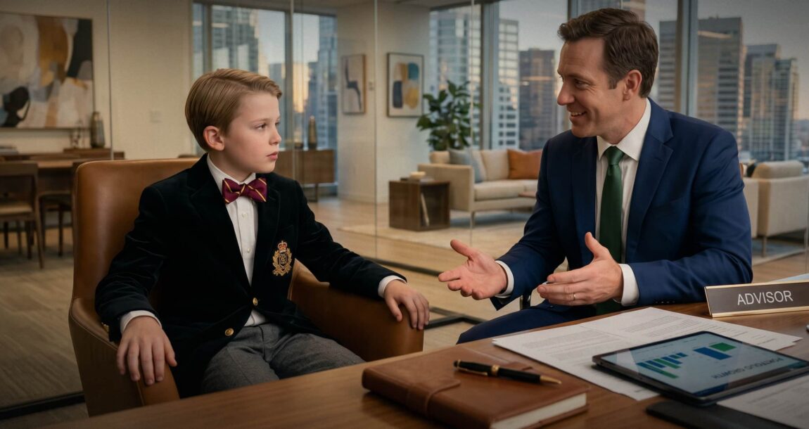 Image shows an advisor meeting with a kid