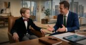 Image shows an advisor meeting with a kid