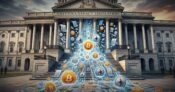 Image shows crypto money flowing down steps