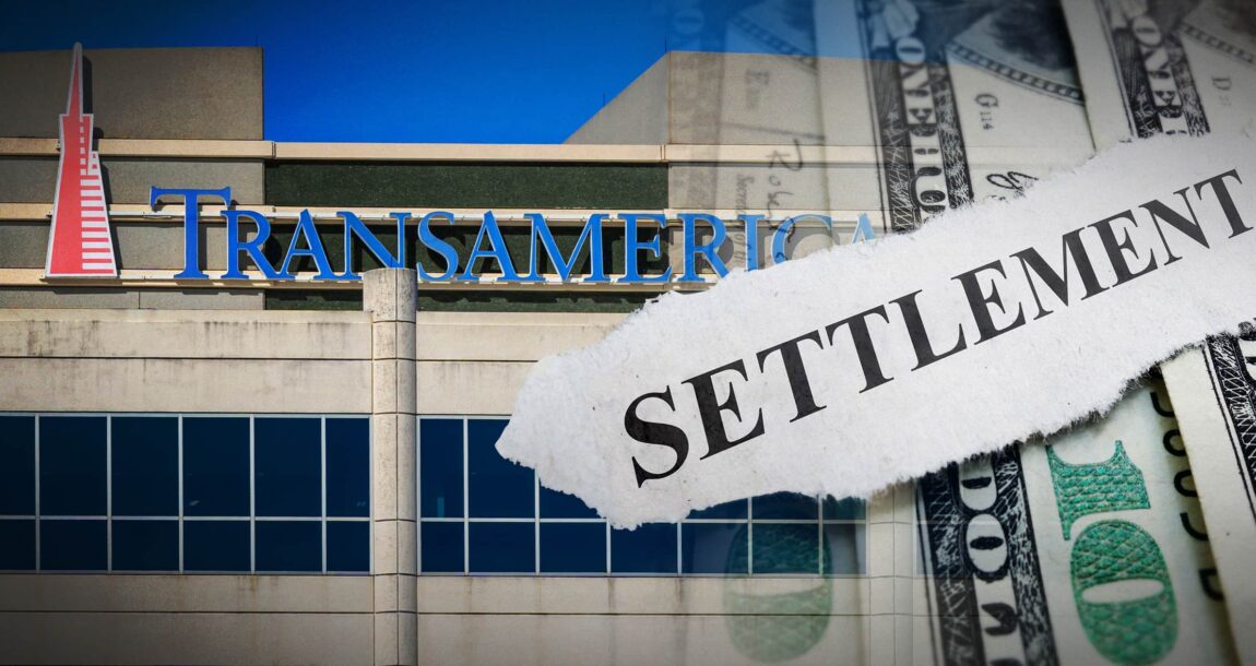 Image shows the Transamerica logo and the word, "settlement"