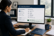 Image shows an agent checking a death claim