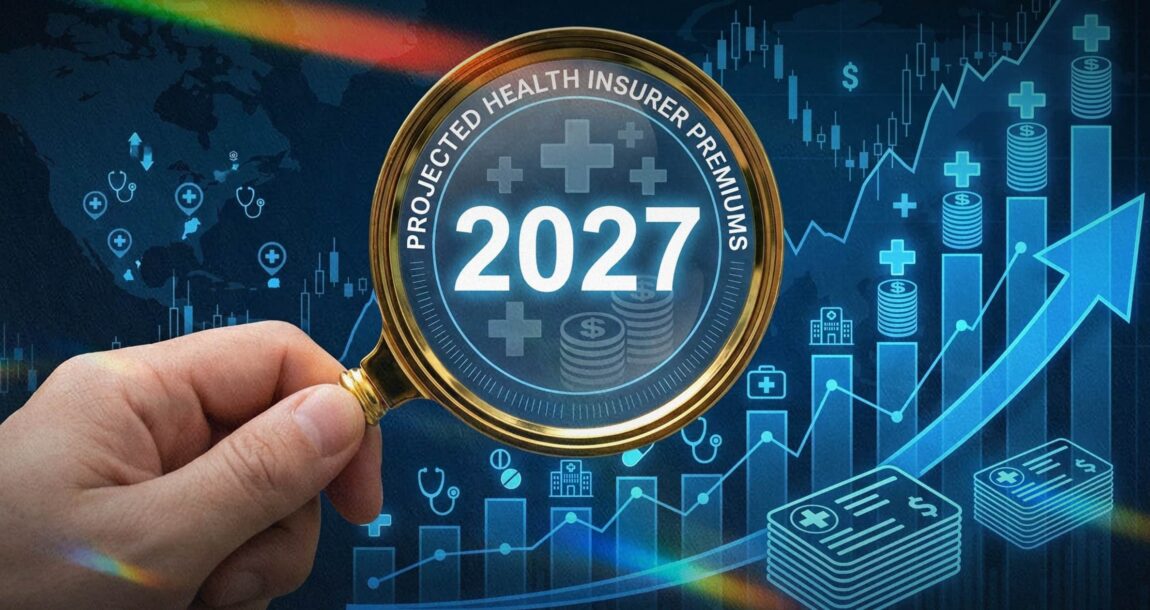 Image shows a 2027 seal and mention health insurer rate increases