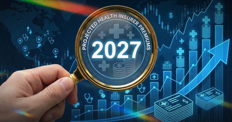 Image shows a 2027 seal and mention health insurer rate increases