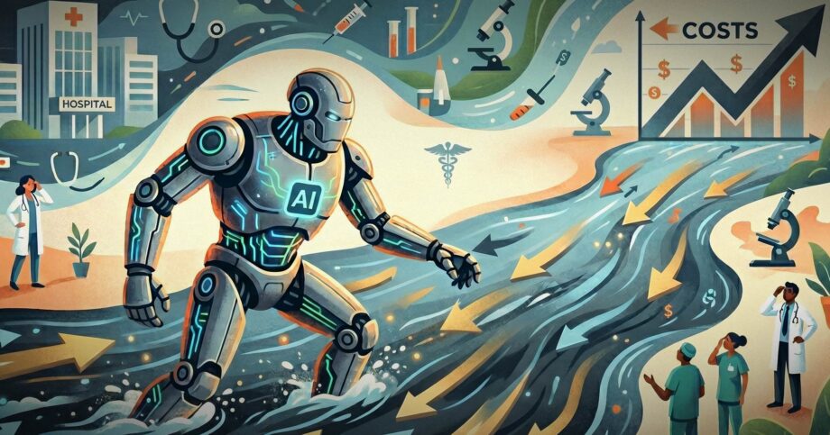 Image shows a robot in a stream