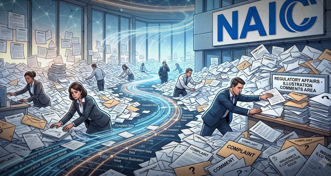 Image shows NAIC regulators fielding a ton of comment letters