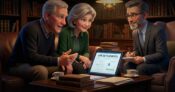 Image shows a couple getting financial advice