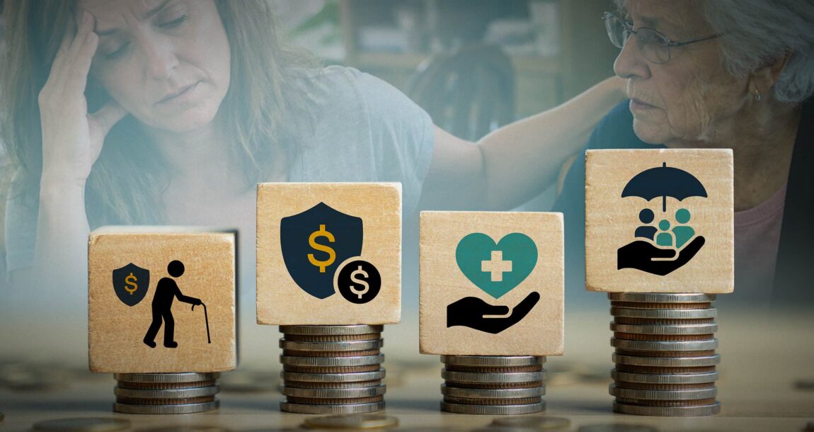 Image shows piles of coins.