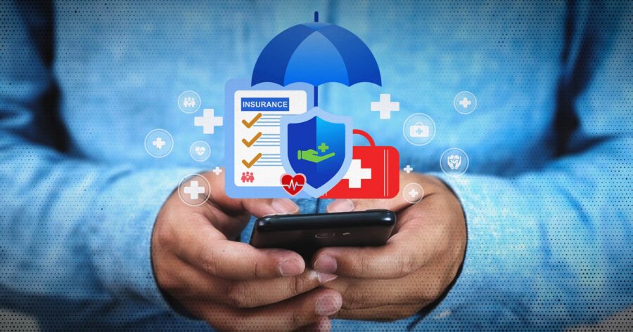 Image shows a pair of hands holding health plan items