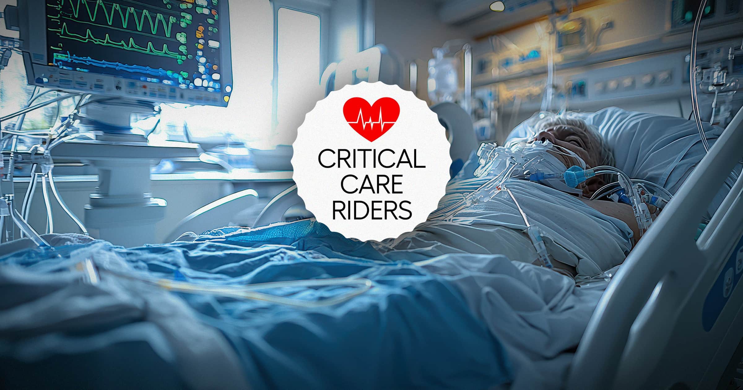 Image shows the words, "Critical Care Riders."