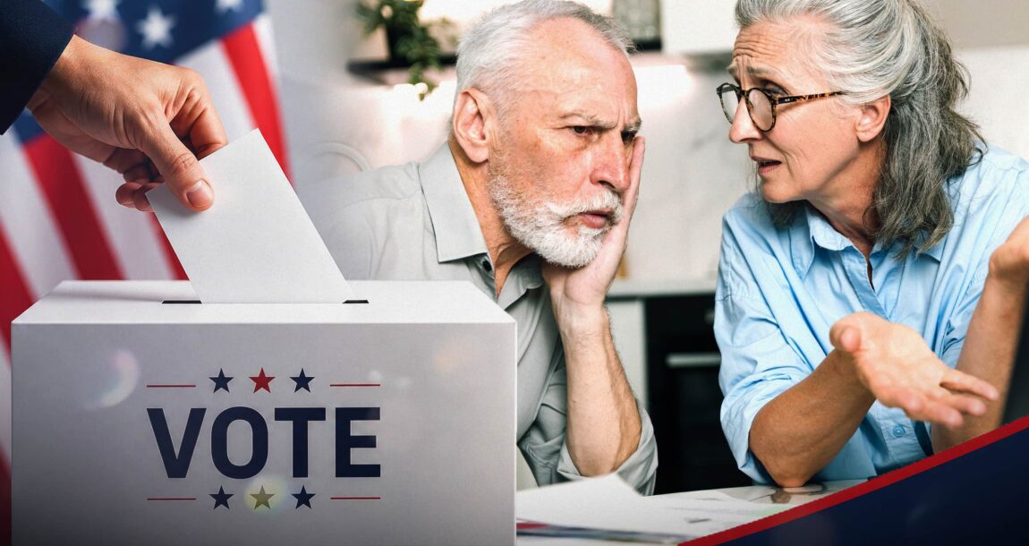 Image shows a couple preparing to vote.