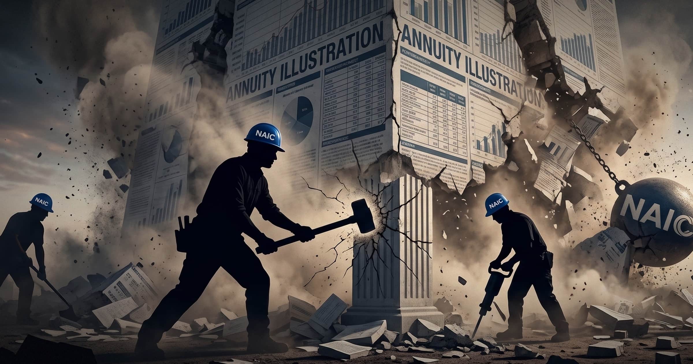 Image shows workers pounding rocks.