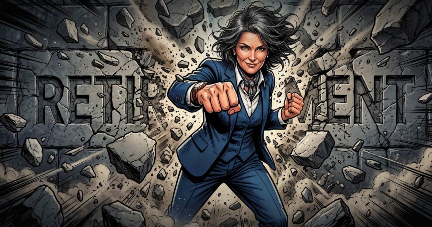 Image shows a cartoon woman making a punch