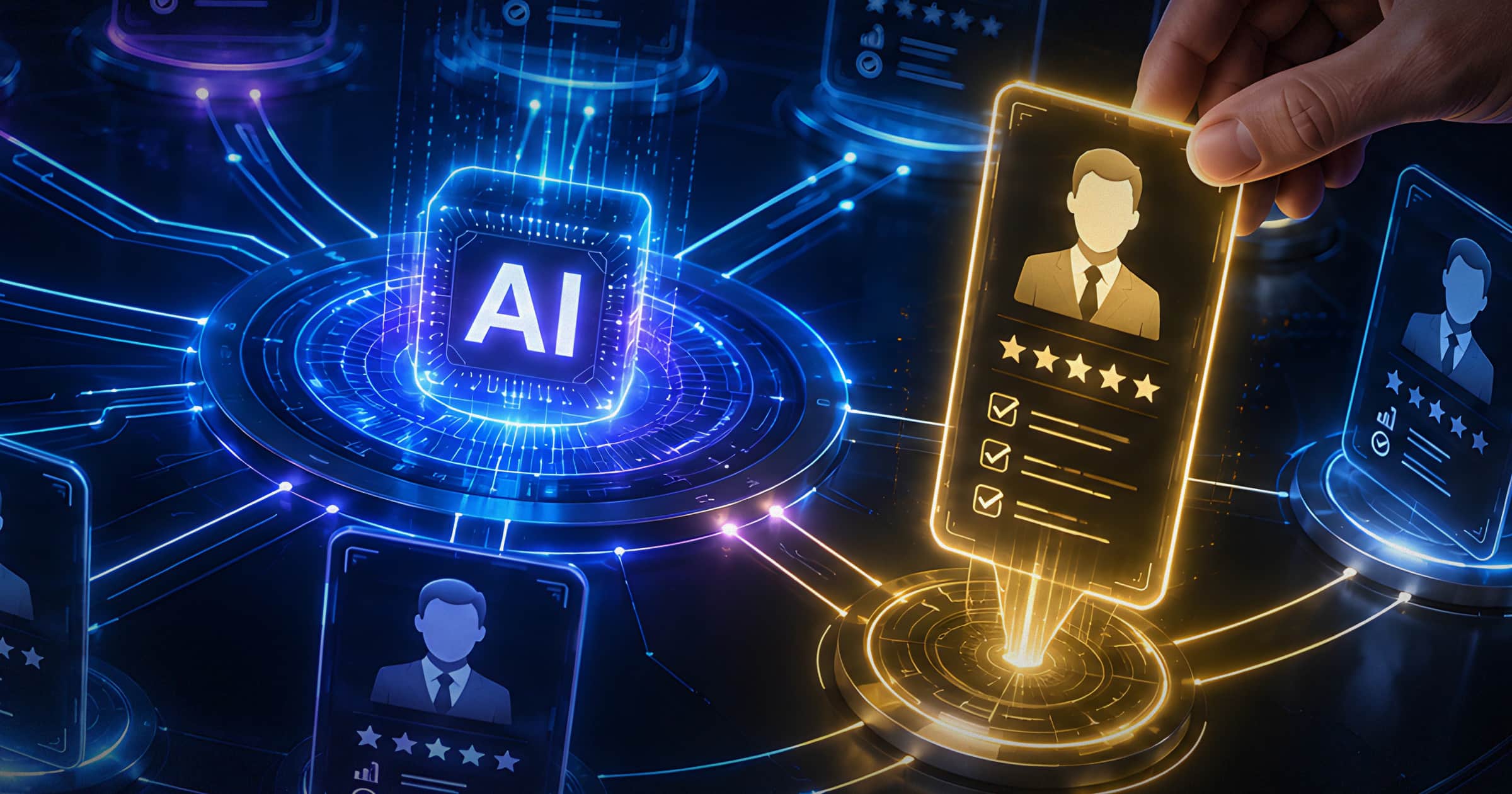 Image shows a floating AI loosely connected to a phone.