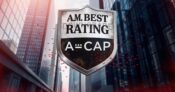 Image shows a badge with the words, "AM Best Rating"
