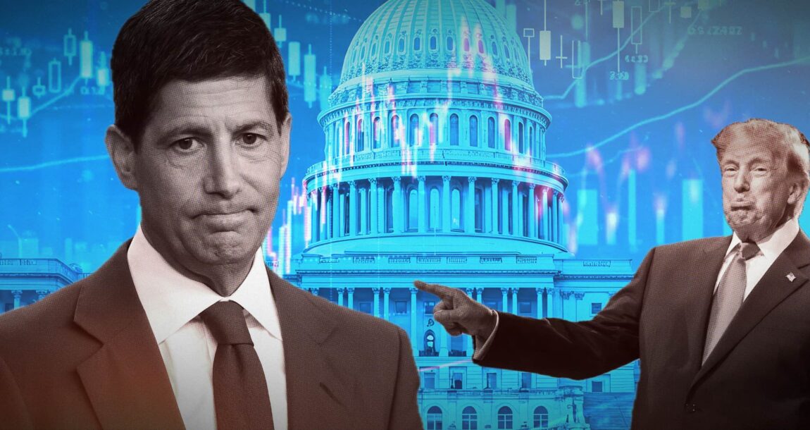 Image shows Trump and Fed Chair Kevin Warsh