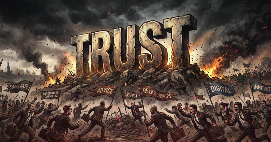 Image shows a big "Trust" sign