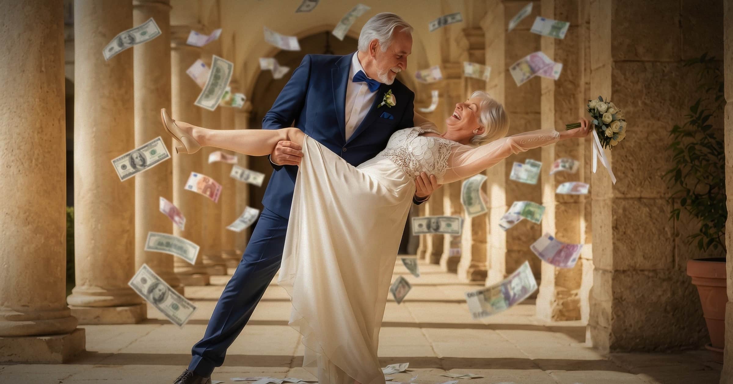 Image shows a man dipping a woman during a dance