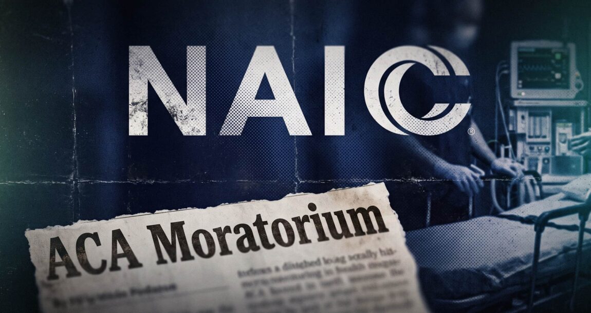Image shows the words "ACA Moratorium" and the NAIC logo