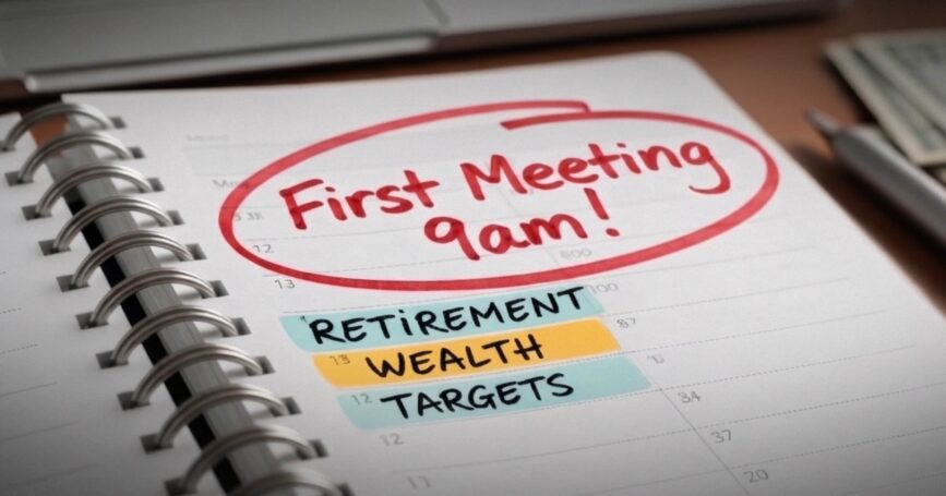 Image shows a meeting note for 9 a.m.